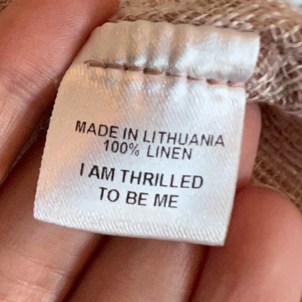 Flax 100% Linen Soft Mauve Diamond Pattern Top Si… - image 7